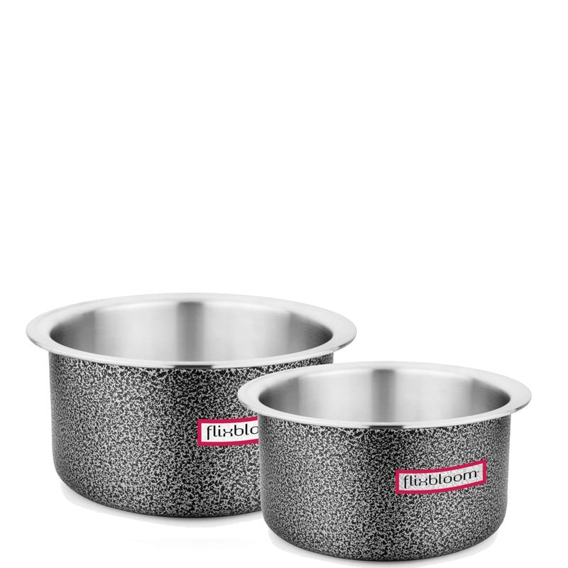 FLIXBLOOM Flixbloom Cosmic Black Hard Anodised Induction Base Stove Friendly Cookware TopeBhagonaPatilaHandi Utensil for Kitchen Cooking Tope Without Lid 4L6L Combo Pack  - Image 1