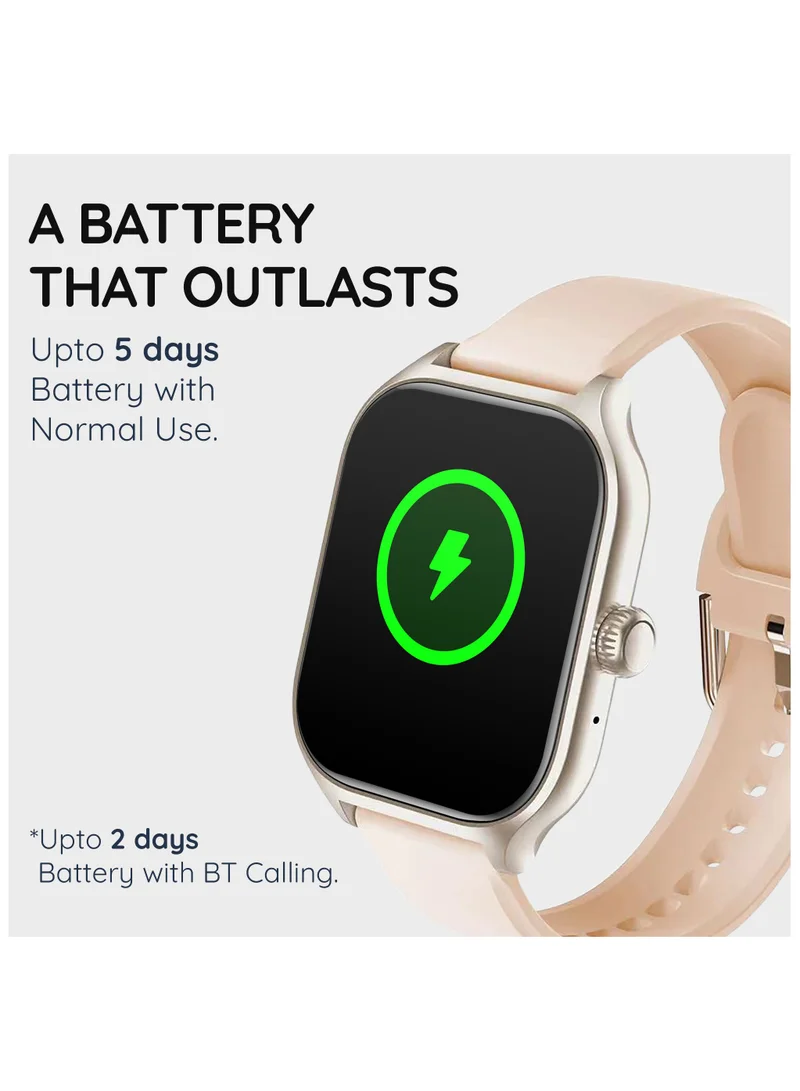 Pebble Vista 1.99" HD Infinite Display, BT Calling Smart Watch for Men & Women, Blood Oxygen Level, Heart Rate Monitoring, Multi Sports Modes, Step Pedometer, Multiple Watch faces, AI Voice, Rose Gold