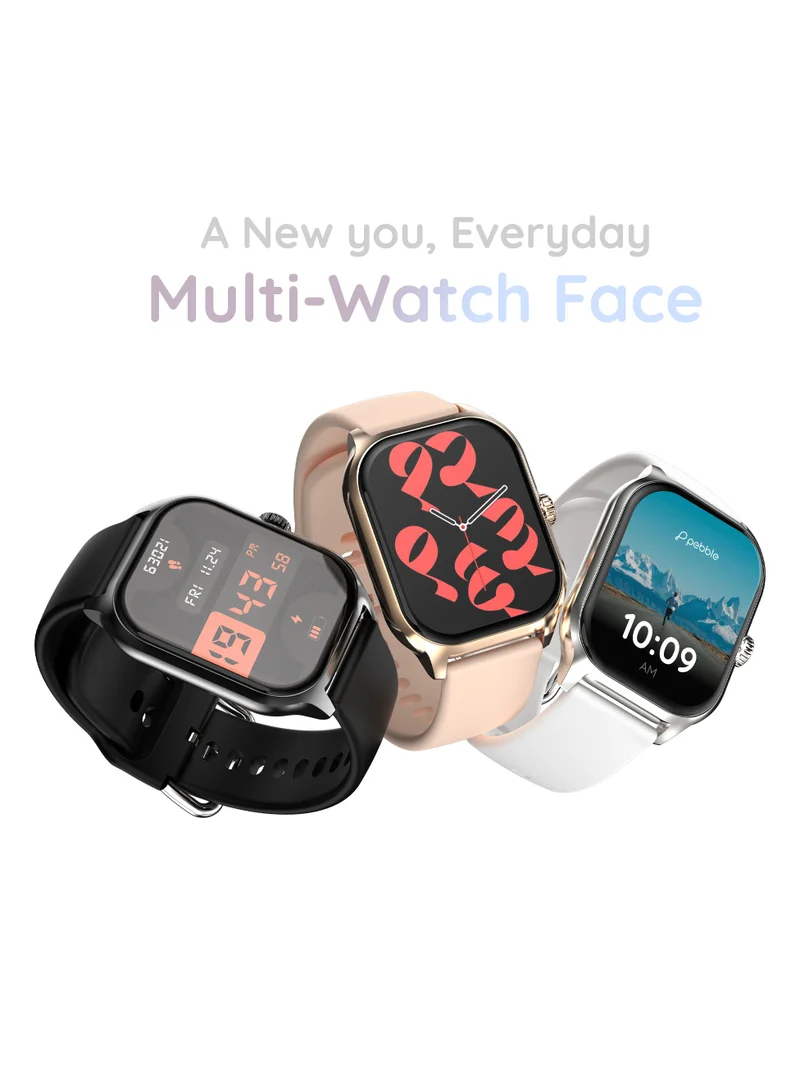 Pebble Vista 1.99" HD Infinite Display, BT Calling Smart Watch for Men & Women, Blood Oxygen Level, Heart Rate Monitoring, Multi Sports Modes, Step Pedometer, Multiple Watch faces, AI Voice, Rose Gold