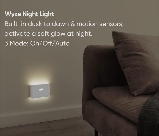 WYZE Rechargeable Night Lights with Dusk to Dawn & Motion Sensors, Warm & Soft White Stair Lights for Bathroom, Hallway, Linkable, Magnetic Mount, 3 Pack - Image 2