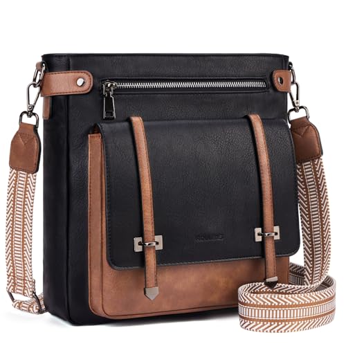 Roulens Crossbody Bags for Women,Multi Pocket Crossbody Purses Vegan Leather Shoulder Handbags Travel Purse Adjustable Strap - Image 1