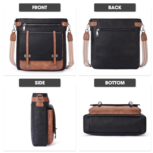 Roulens Crossbody Bags for Women,Multi Pocket Crossbody Purses Vegan Leather Shoulder Handbags Travel Purse Adjustable Strap - Image 4
