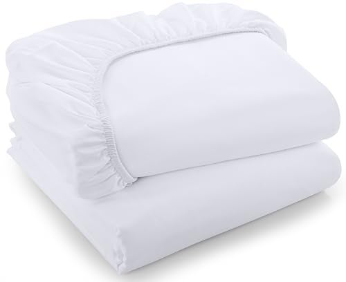 Utopia Bedding Fitted Sheet - Pack of 2 Bottom Sheets - Soft Brushed Microfiber - Deep Pockets, Shrinkage & Fade Resistant - Easy Care (Full, White) - Image 1