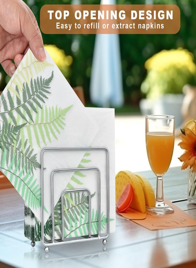LAIHIFA Napkin Holder, Silver Napkin Holders for Table, Kitchen & Countertops, Modern Metal Cocktail Paper Napkins Holder Napkin Dispenser for Indoor & Outdoor Use - Image 4