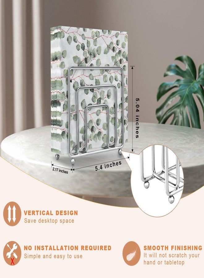 LAIHIFA Napkin Holder, Silver Napkin Holders for Table, Kitchen & Countertops, Modern Metal Cocktail Paper Napkins Holder Napkin Dispenser for Indoor & Outdoor Use - Image 2