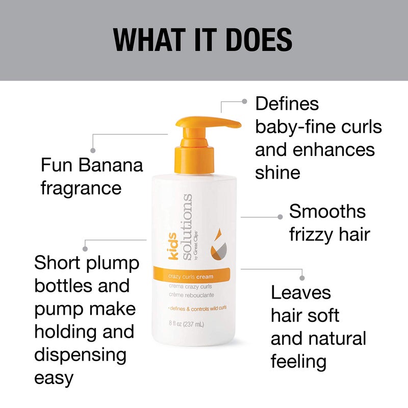 GREAT CLIPS Solutions Kid's Crazy Curls Cream, 8oz | Defines Curls & Smoothes Frizzy Hair | Recommended for Children Ages 4-10 - Image 4