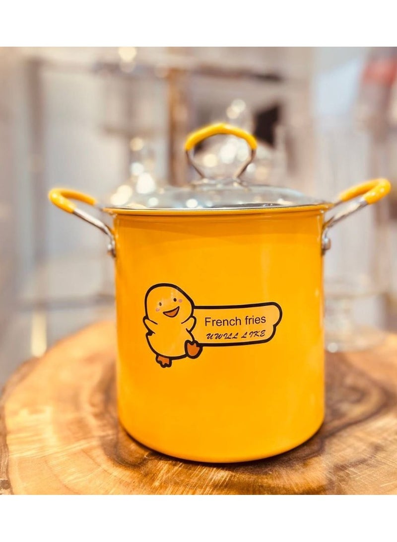 قلاية بطوط يابانية تحمير تيفال 3 لتر بالباسكت وغطاء زجاجي المكونات: حلة + غطاء زجاج حراري + باسكت شبك + مقبض استانلس بطوط - Image 2