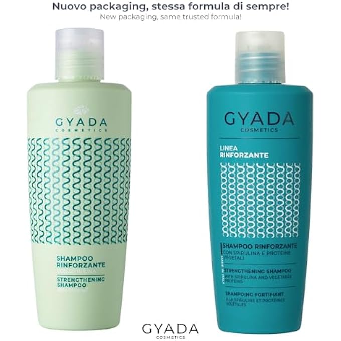 GYADA COSMETICS , SPIRULINA STRENGTHENING SHAMPOO FOR BRITTLE AND THINNING HAIR RESTRUCTURING STIMULATES HAIR REGROWTH WITH OATS AND GINSENG 250ML - Image 3
