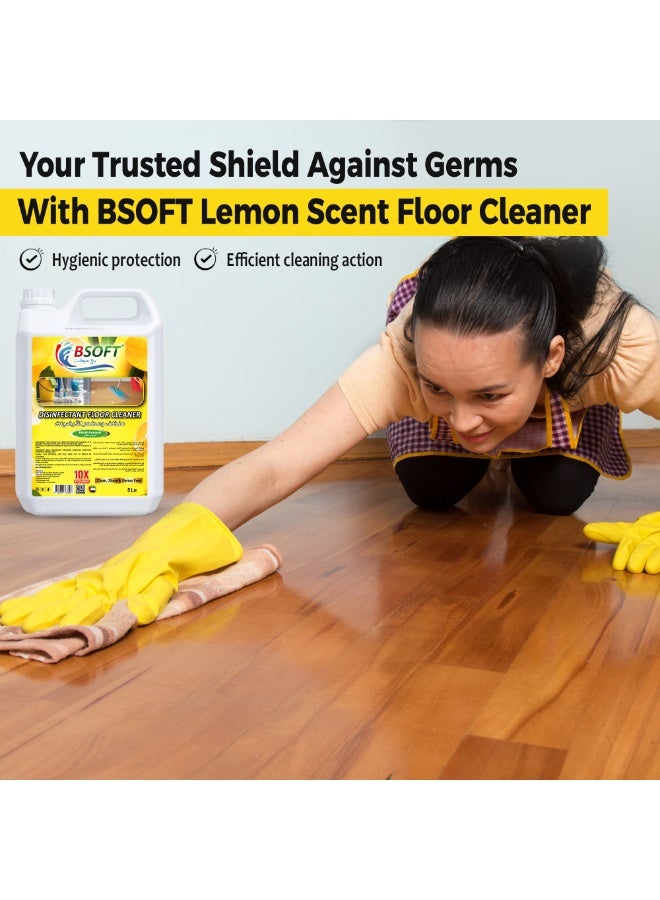 BSOFT Antibacterial Power Floor Cleaner Fresh Lemon Scent 5L – Multi-Surface Cleaning Solution, Removes Germs & Odors, Long-Lasting Freshness - Image 5