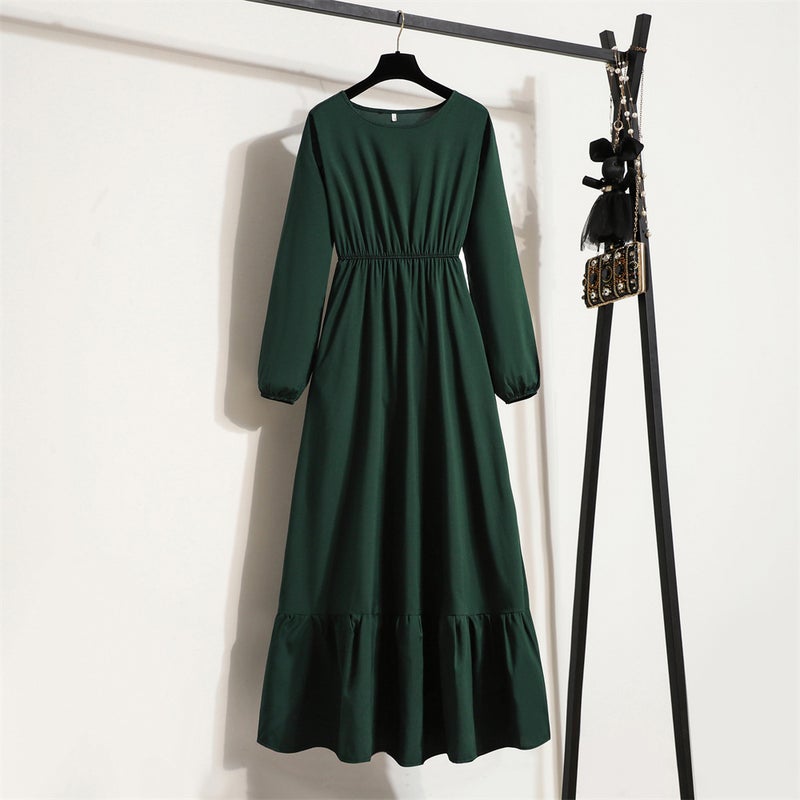 New Long Sleeve A-Line Dress Womens Fashion Apricot  - Image 2