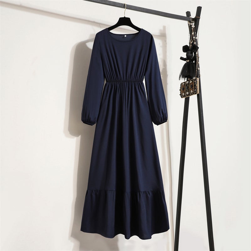 New Long Sleeve A-Line Dress Womens Fashion Apricot  - Image 3