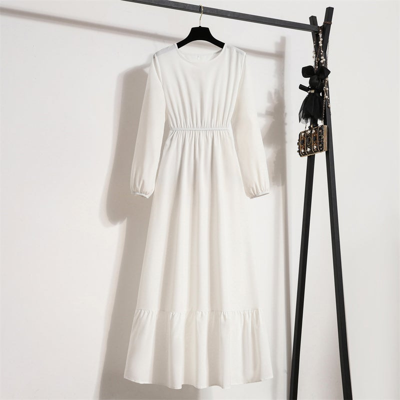 New Long Sleeve A-Line Dress Womens Fashion Apricot  - Image 5