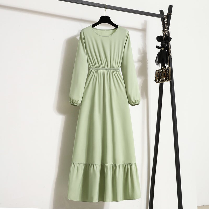 New Long Sleeve A-Line Dress Womens Fashion Apricot  - Image 4