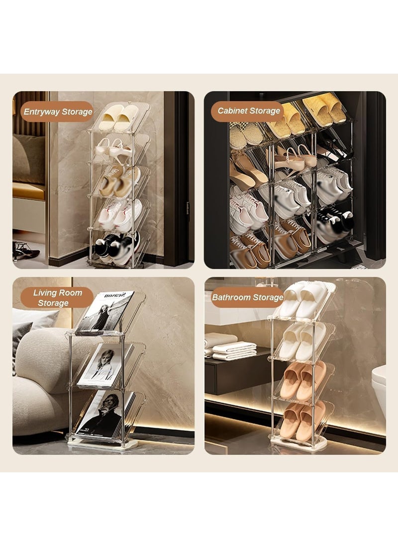 GRACIOUS MART GRACIOUS MART MultiLayer Shoe Rack Organizer Transparent and SpaceSaving 2 to 8 Tier Stackable Standing Vertical Shoes Racks for Shoes and Boots 2 Layer  - Image 5