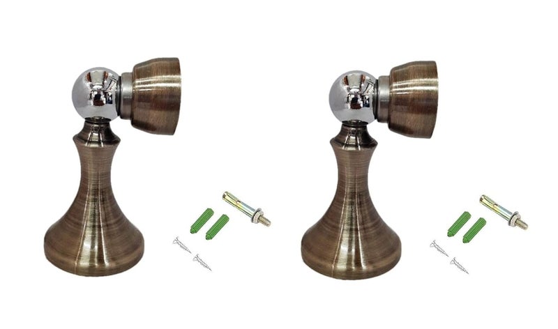 MHS Stainless Steel Magnetic Door Stopper Catcher Magnet Holder 360 Angle Hold with Screw Fittings Damroo Antique Pack of 2 - Image 1