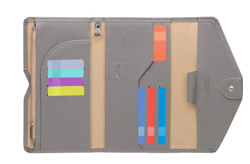 ZOPPEN Mulit-purpose Rfid Blocking Travel Passport Wallet (Ver.4) Tri-fold Document Organizer Holder, Grey - Image 1
