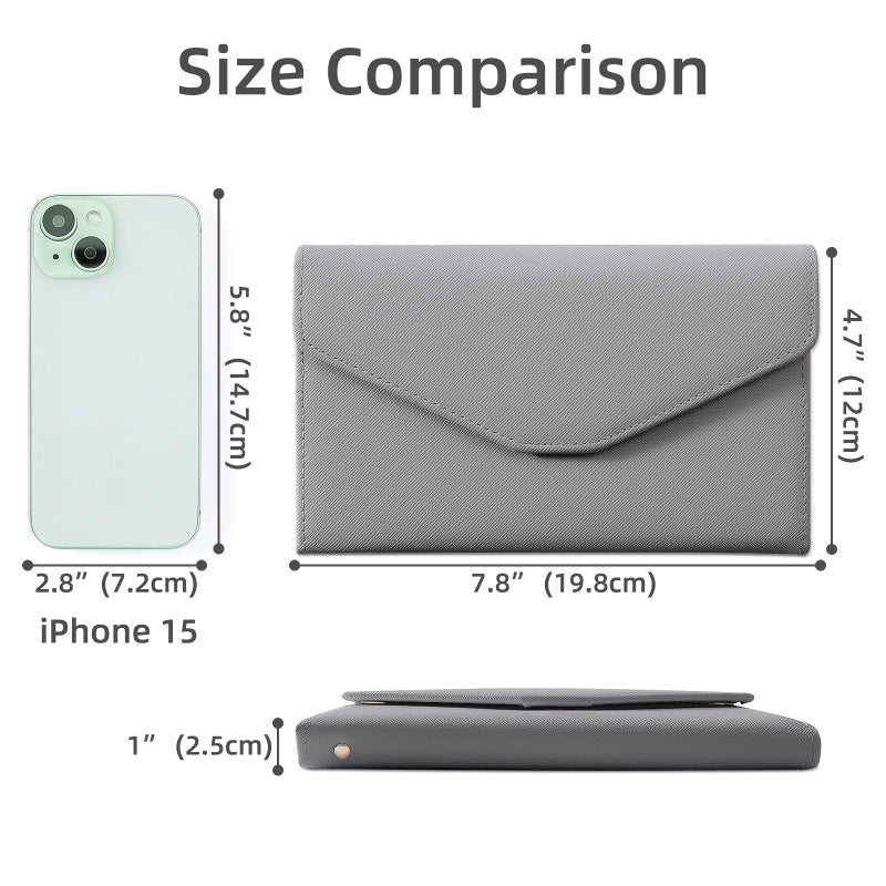 ZOPPEN Mulit-purpose Rfid Blocking Travel Passport Wallet (Ver.4) Tri-fold Document Organizer Holder, Grey - Image 2