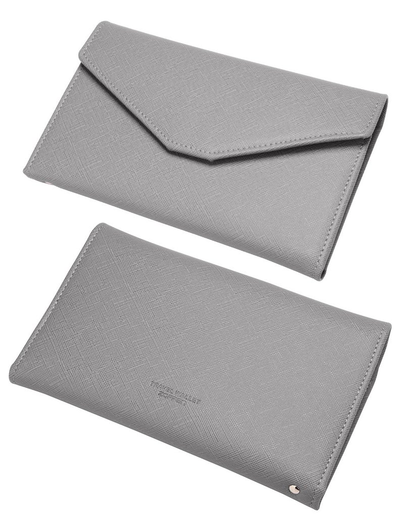ZOPPEN Mulit-purpose Rfid Blocking Travel Passport Wallet (Ver.4) Tri-fold Document Organizer Holder, Grey - Image 4