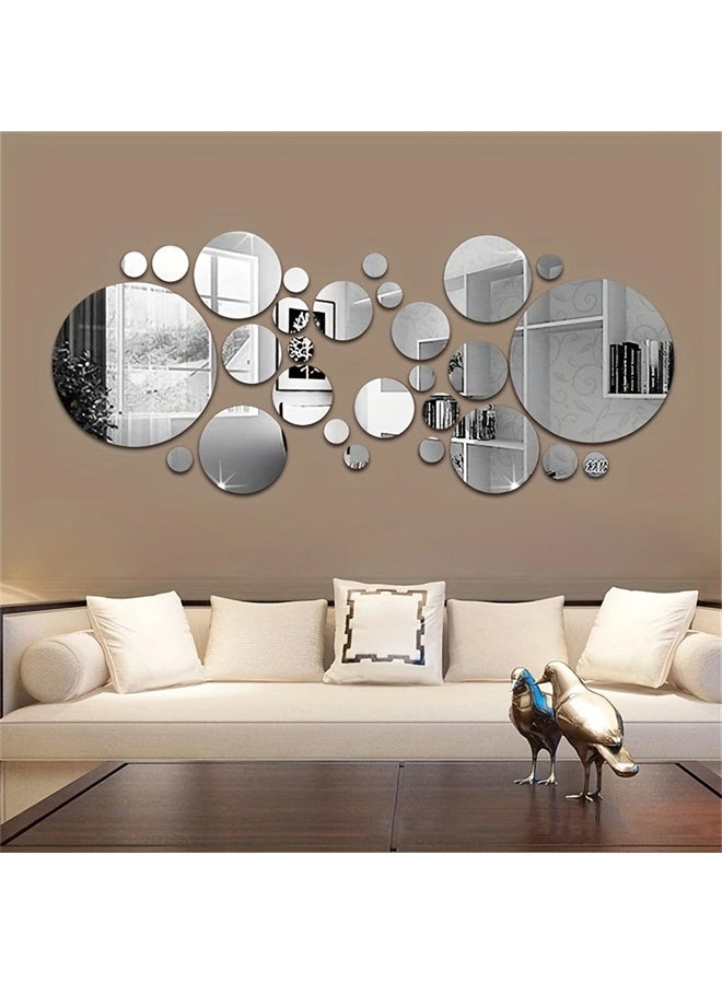 Zeemey 32pcs Round Acrylic Mirrors - Versatile Wall Decor for Bedroom, Living Room, Office, Kitchen, Bathroom - Space-Saving Design with No Electricity Needed, Bathroom Wall Art | Modern Wall Decor | Durable Acrylic, Bathroom Decor - Image 3