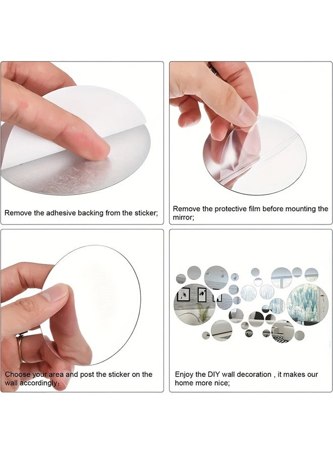 Zeemey 32pcs Round Acrylic Mirrors - Versatile Wall Decor for Bedroom, Living Room, Office, Kitchen, Bathroom - Space-Saving Design with No Electricity Needed, Bathroom Wall Art | Modern Wall Decor | Durable Acrylic, Bathroom Decor - Image 5