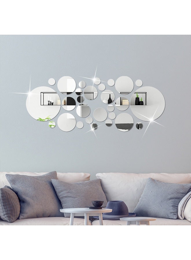 Zeemey 32pcs Round Acrylic Mirrors - Versatile Wall Decor for Bedroom, Living Room, Office, Kitchen, Bathroom - Space-Saving Design with No Electricity Needed, Bathroom Wall Art | Modern Wall Decor | Durable Acrylic, Bathroom Decor - Image 2