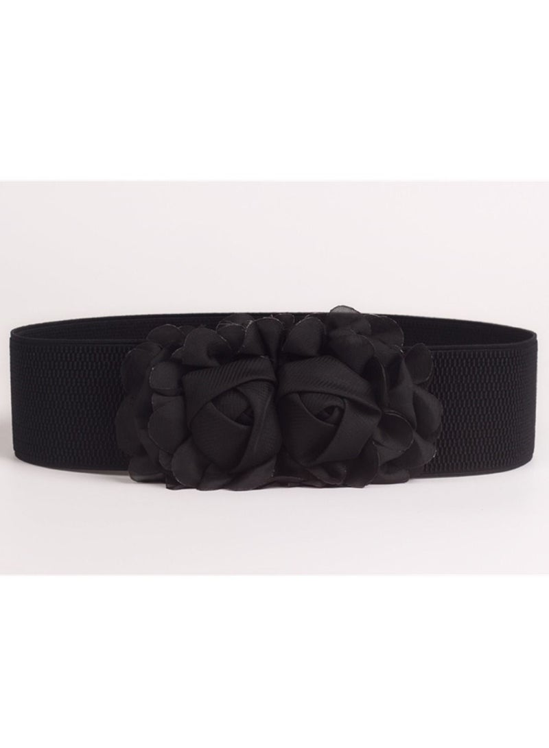Loquat Decorative Female Simple All Kinds Of Elastic Belt rose Elastic Waist Seal 60g Black 