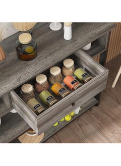 AGD 3-Tier Console Table with Drawer, Artificial Wooden Shelves for Living Room Sofa, Foyer, Kitchen Table, 100x30x79cm Gray  - Image 5