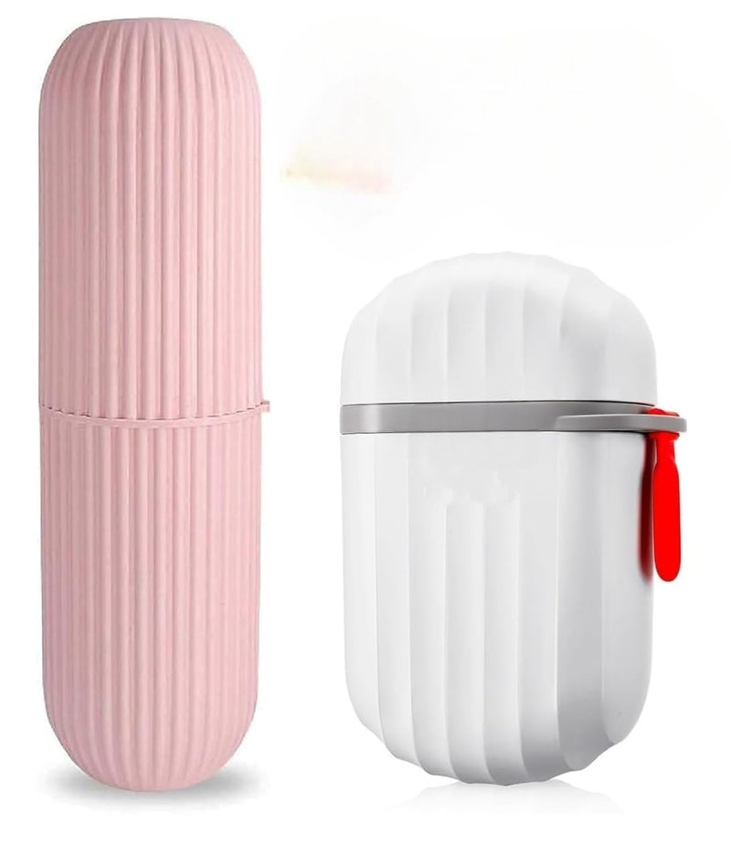 Toothbrush Travel Case, Portable Travel Soap Container Dish Tray, Portable, Toothpaste Travel Toothbrush Holder with Cover for Trip/Bathroom/Camping - (Pack of 2) - Image 1