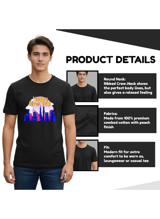 Happy New Year With Dubai Design Men T-Shirt-Perfect Blend Of Fashion-Gift For Family And Friends - Image 4