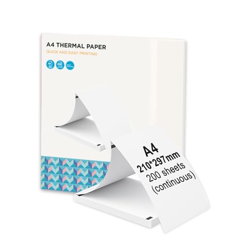 Seznik A4 Thermal Papers, Printing Paper, 210 mm width, 200 Sheets, 8 inch Paper for A4 Portable Thermal Printer - Image 1