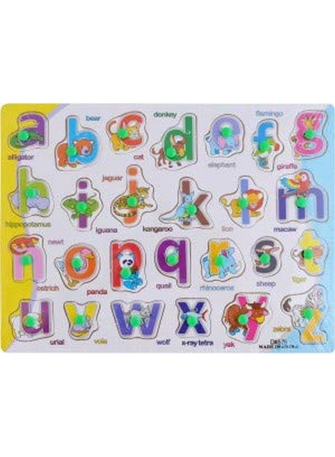 FunBlast Wooden Colorful Learning Educational Board for Kids with Knobs, Educational Learning Wooden Board Tray, Size- 30 X 22 CM, Available in 8 Different Variants (Small Alphabets) - Image 2