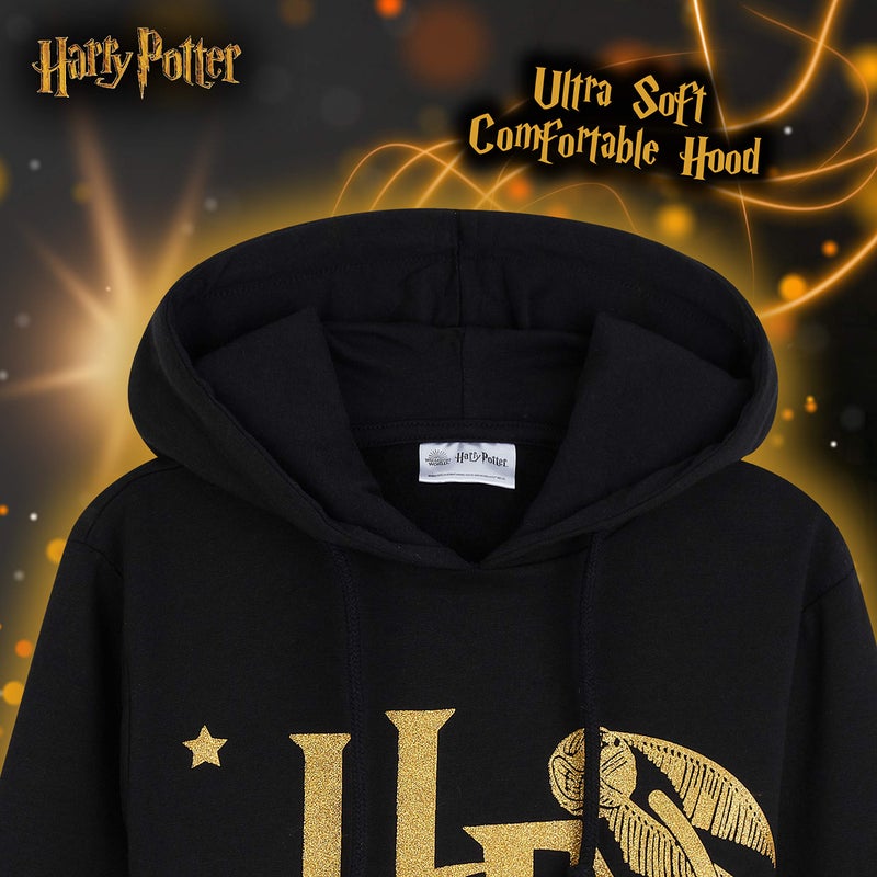 Harry Potter Girls Hoodie, Soft Cosy Hogwarts Hooded Sweatshirt - Gift for Girls (Black/Gold, 13-14 Years) - Image 4