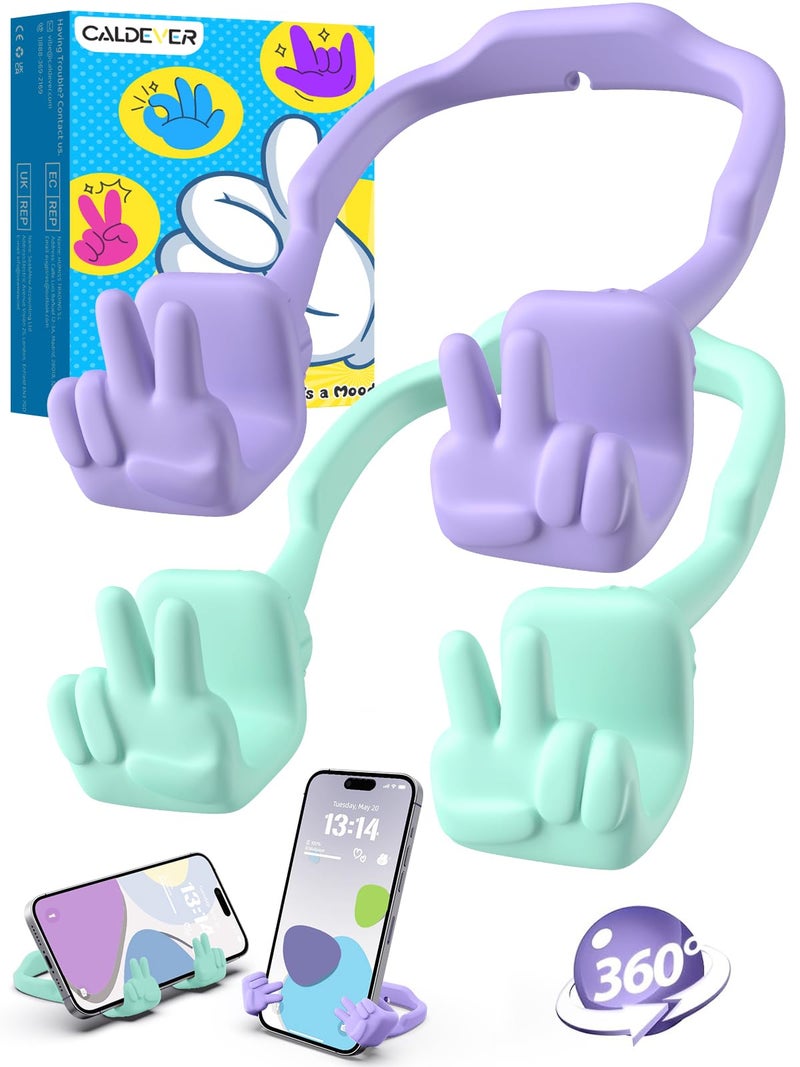 CALDEVER Easter Basket Stuffers for Teens Girls Boys Kids: Cell Phone Stand Upgrade Adjustable Peace Sign Thumbs Lazy Cell Phone Holder for Desk Cool Gadgets Easter Gifts for Adults Women Teenagers - Image 1