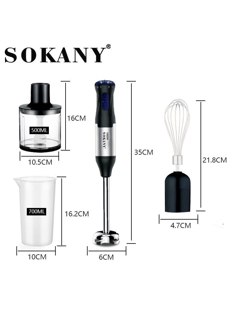 sokany - 4 In 1 Electric Hand Blender Handheld Blender,Chopper, Mixer,1000.0 W SK-1711-4 - Image 1