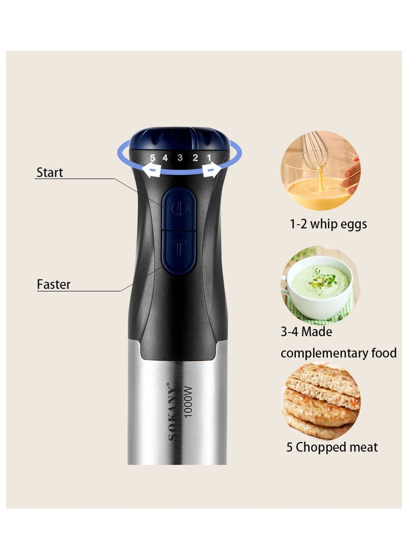 sokany 4 In 1 Electric Hand Blender Handheld Blender,Chopper, Mixer,1000.0 W SK-1711-4  - Image 4