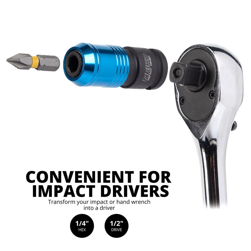NEIKO 30285A Impact Wrench Adapter, 3/8" Drive Female to 1/4" Hex Converter, Quick Release, Quick Change Chuck, Square to Hex Bit Adapter, Impact Drill Adapter, Cr-Mo Steel Ratchet Wrenches Drivers - Image 4