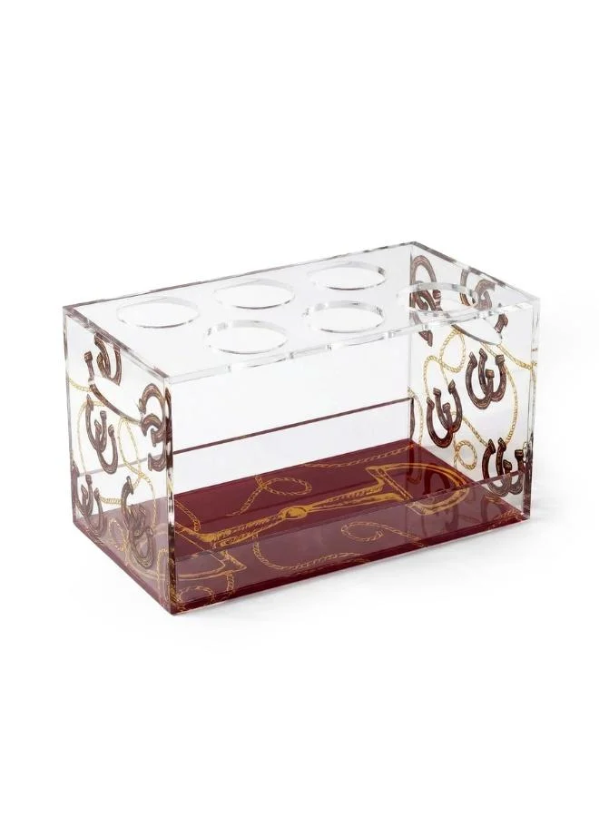 صلصال Fares Arabic Coffee Cups Holder - Maroon Red