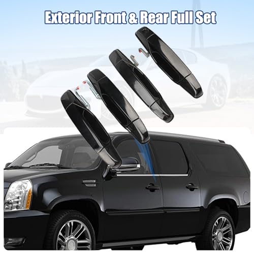 NPAUTO Black Exterior Outside Door Handle Replacement for Chevy Silverado 1500 GMC Sierra Yukon Cadillac Escalade Pickup Truck 2007 2008 2009 2010 2011 2012 2013 (Front Rear Driver & Passenger Side) - Image 2