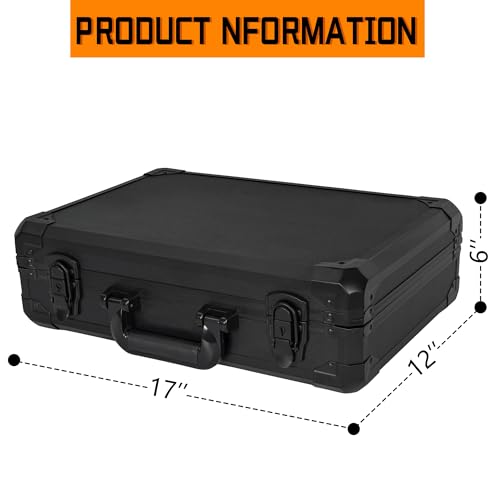 ITHWIU 17 Inch Aluminum Carrying Case 17 X 12 X 6 Inch Ideal for Microphone & Camera Gear Transportation, DJ Mixer Case with Customizable Pre-Diced Foam, Black - Image 4