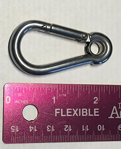 US STAINLESS Stainless Steel 316 Spring Hook with Eyelet Carabiner 1/4" (6mm) Marine Grade - Image 3