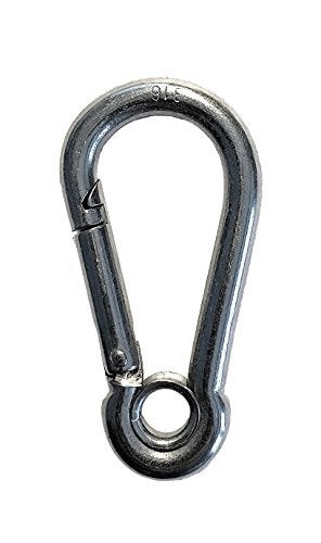 US STAINLESS Stainless Steel 316 Spring Hook with Eyelet Carabiner 1/4" (6mm) Marine Grade - Image 1