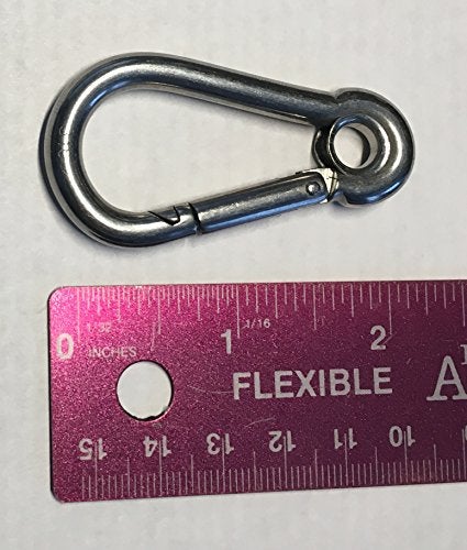 US STAINLESS Stainless Steel 316 Spring Hook with Eyelet Carabiner 1/4" (6mm) Marine Grade - Image 2