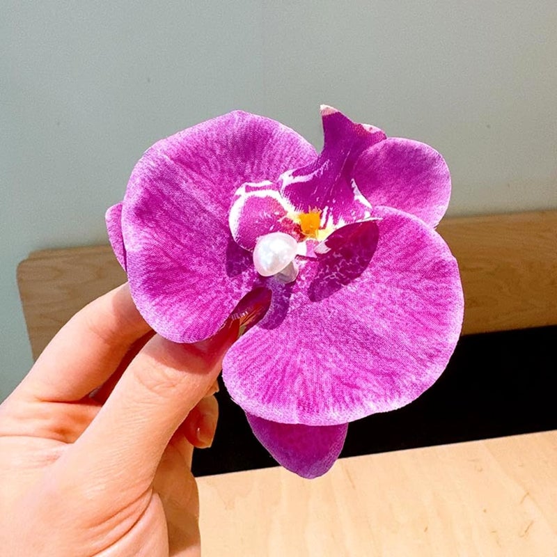 ALIMITOPIA Flower Hair Clip Bohemia Hawaiian Fabric Artificial Moth Orchid Flower Alligator Hair Clip Hairpin Barrette Headdress Bobby Pins Headwear Hair Accessories(4 inches;6pcs) - Image 5