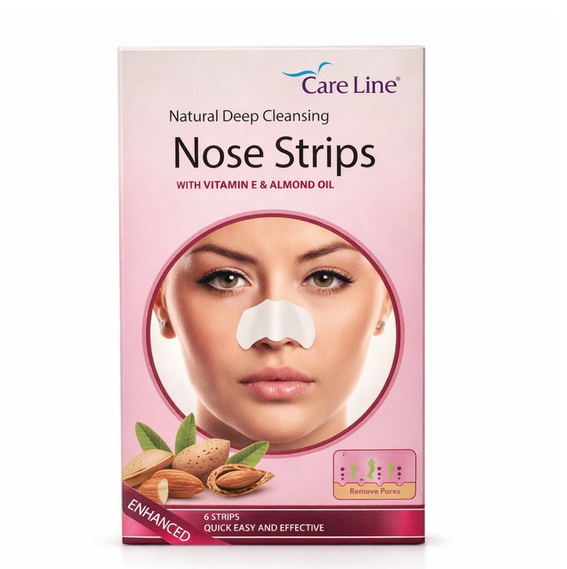 Careline Natural Deep Cleansing Nose Strips with Vitamin E & Almond Oil – 6 Strips, Blackhead Remover, Pore Purifying, - Image 1
