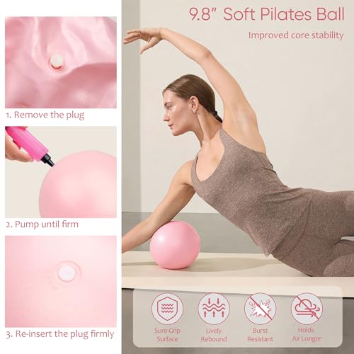 NANATI Pilates Kit 18PCS, Pilates Essentials Kit for Women Home Workouts, Pilates Equipment with 14.5" Pilates Ring and Ball,7 Resistance Bands,Ankle Weights,Sliders & Grip Socks for Beginners - Image 4