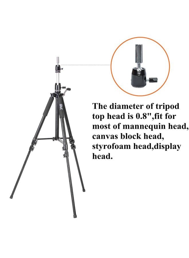 gexworldwide GEX 63" Heavy Duty Mannequin Tripod Stand for Wig Cosmetology Training Practice Doll Manikin Head Tripod Wig Stand With Travel Bag (Black) - Image 5