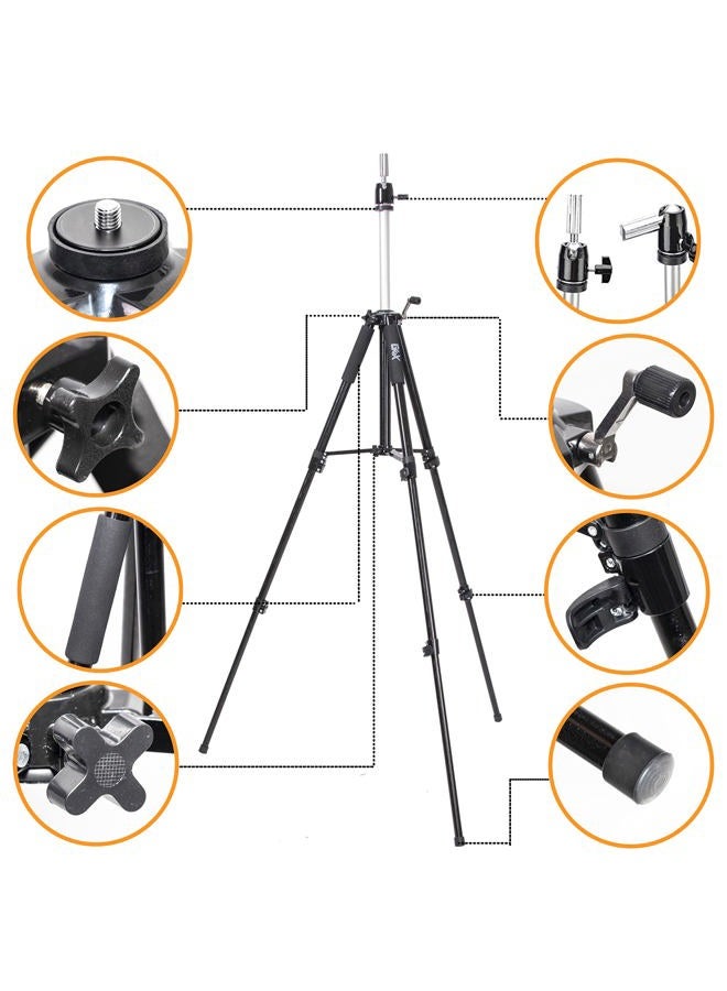 gexworldwide GEX 63" Heavy Duty Mannequin Tripod Stand for Wig Cosmetology Training Practice Doll Manikin Head Tripod Wig Stand With Travel Bag (Black) - Image 2