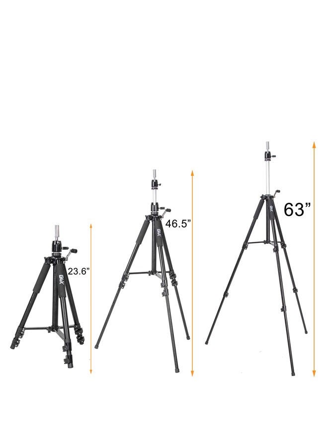 gexworldwide GEX 63" Heavy Duty Mannequin Tripod Stand for Wig Cosmetology Training Practice Doll Manikin Head Tripod Wig Stand With Travel Bag (Black) - Image 3