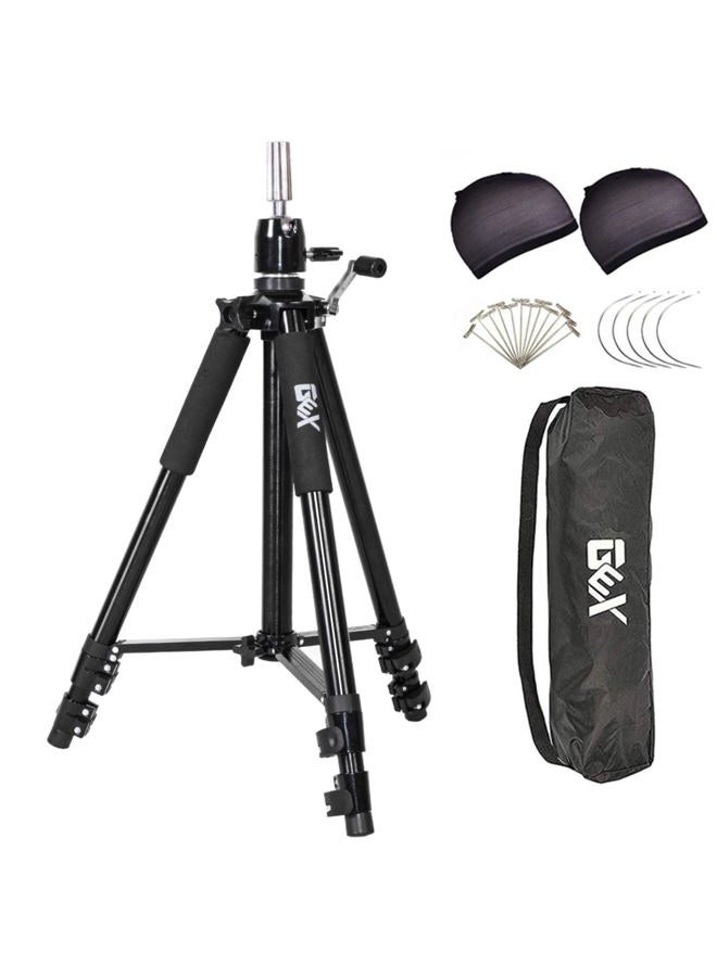 gexworldwide GEX 63" Heavy Duty Mannequin Tripod Stand for Wig Cosmetology Training Practice Doll Manikin Head Tripod Wig Stand With Travel Bag (Black) - Image 1