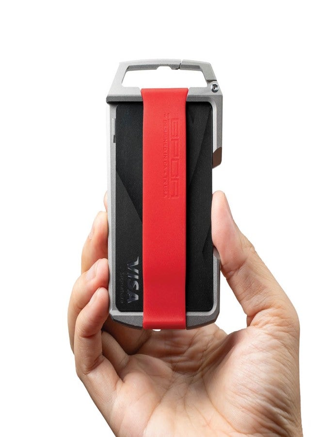 GPCA U1 Slim Wallet for Men, Minimalist Titanium Credit Card Holder, Badge Holder, Slim Wallet with Key Chain Carabiner & Belt Clip, Thin Card Wallet, Lightweight Men's Wallet & Stylish (Red), - Image 3